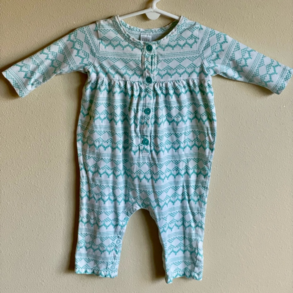 💠  ** 2 for $20** Nordstrom Baby turquoise long sleeve Romper size 3 months